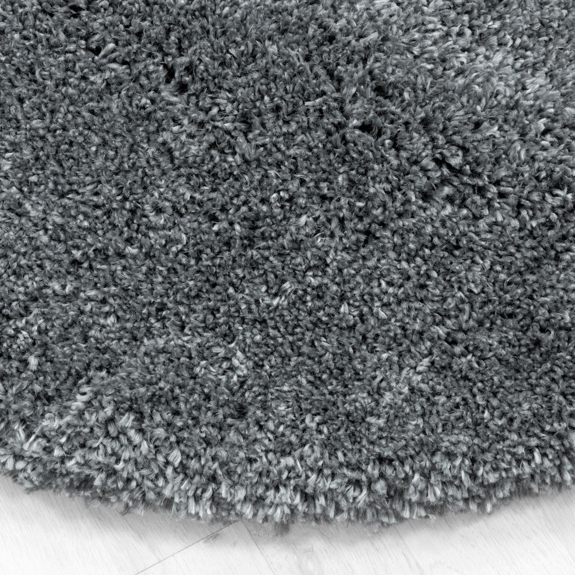 Hochflorteppich Fluffy Hellgrau Ø ca. 200cm - Hellgrau, Basics, Textil (200cm)