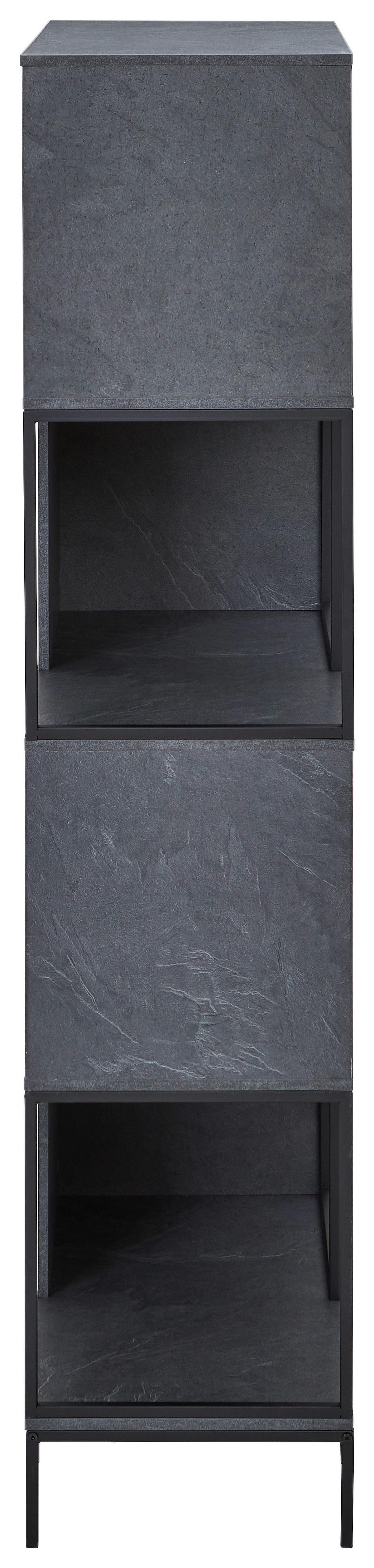 REGAŁ SEVILLA - czarny/szary, Modern, materiał drewnopochodny/metal (70/158/35cm) - PBJ
