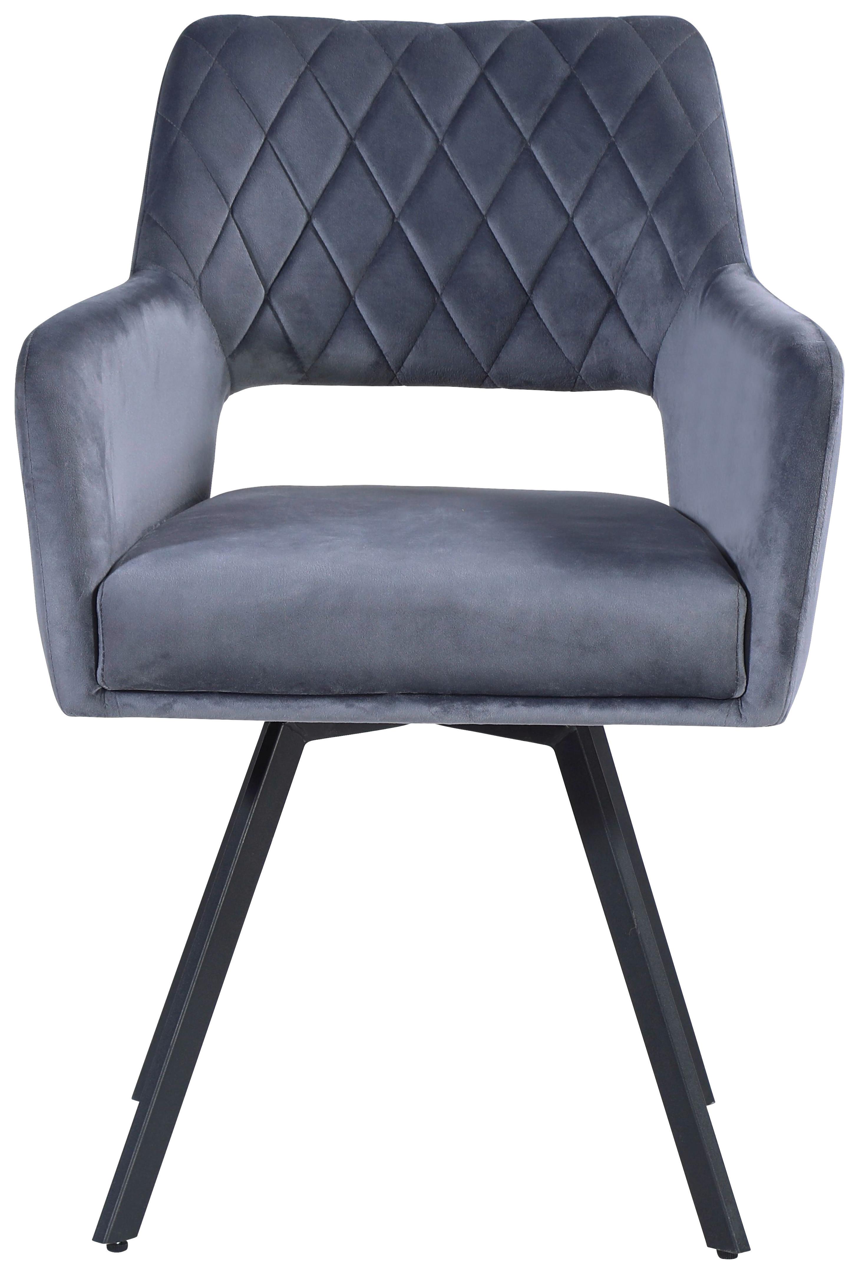 Scaun cu brate VICKY - negru/gri, Modern, metal/textil (57/86/61cm)