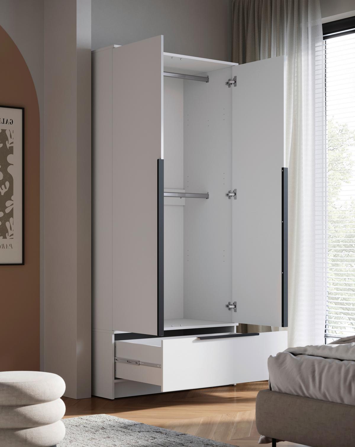 Omara Za Oblačila Spirit, Bela - črna/bela, Konvencionalno, kovina/leseni material (90,2/192,9/51cm) - P & B