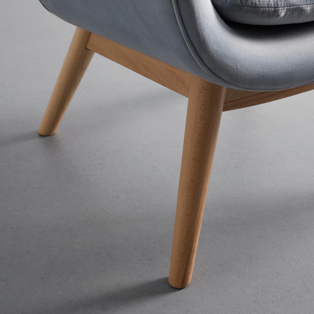 Relaxsessel Felia ca. 71x92,5x79cm Samt Hellgrau - Buchefarben/Hellgrau, MODERN, Holz/Textil (71/92,5/79cm) - Bessagi Home