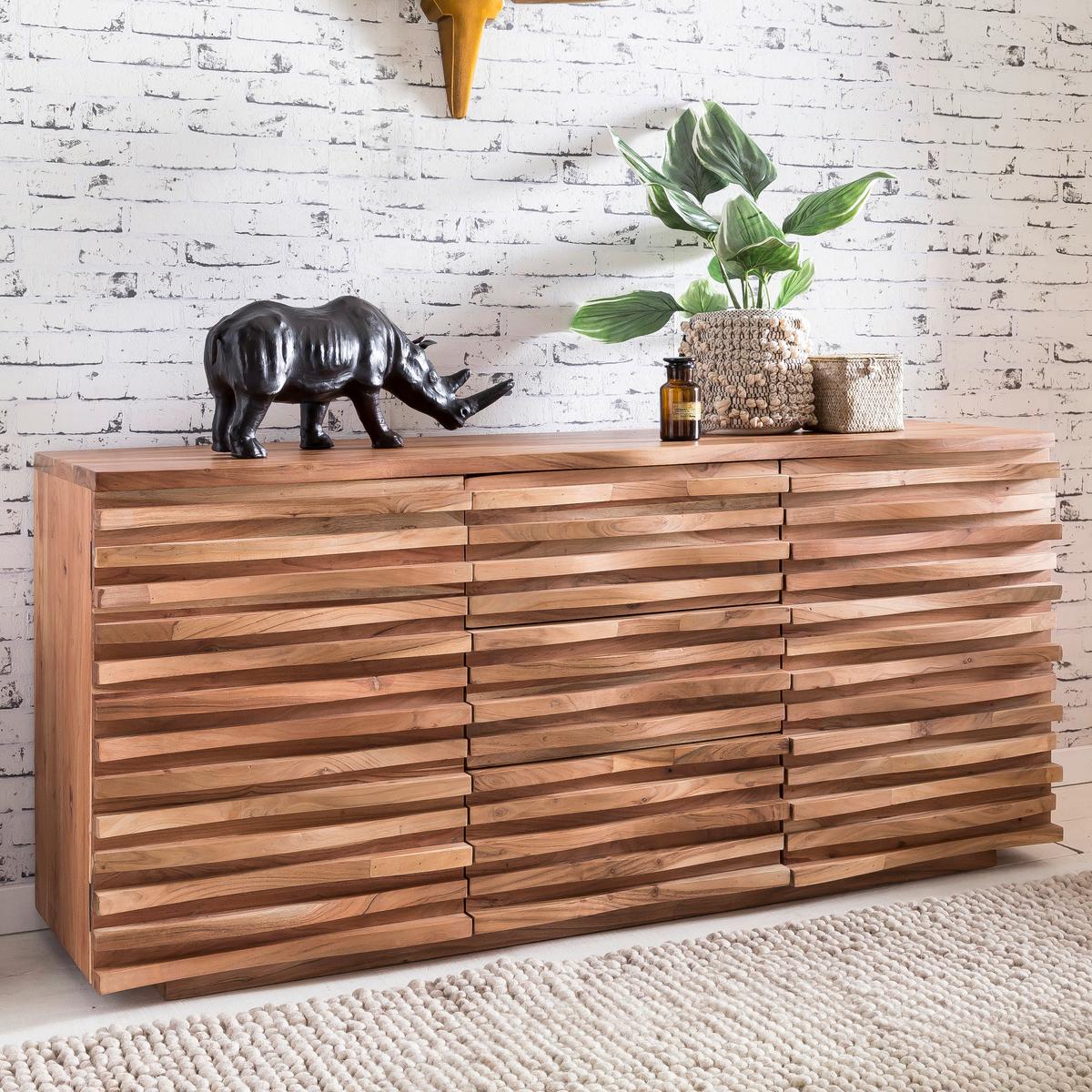 Komoda Boha, Pravi Les - barve akacije, Design, les (160/75/43cm) - MID.YOU