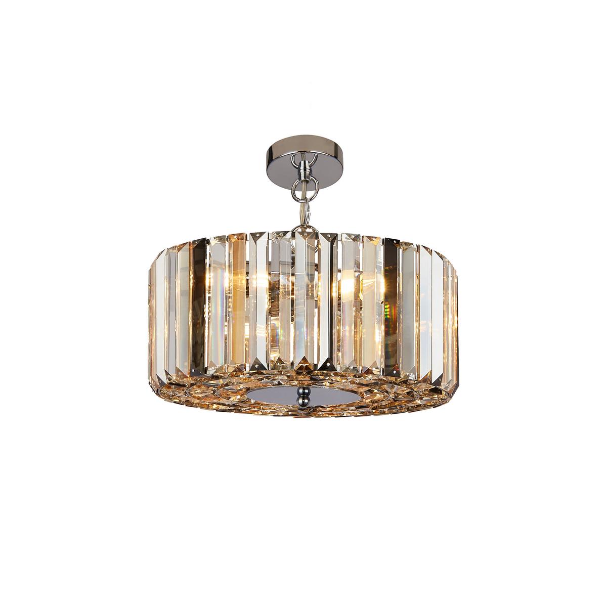 Függőlámpa Chapeau 82101-3cc - krómszínű/borostyánszínű, Konventionell, üveg/fém (35/136cm)