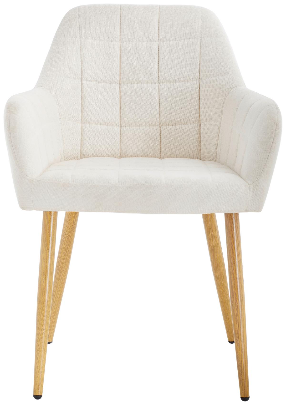 KRZESŁO Z PODŁOKIETNIKAMI DROPS - beżowy/kolor dębowy, Modern, metal/tkanina (57/82/60cm) - MID.YOU