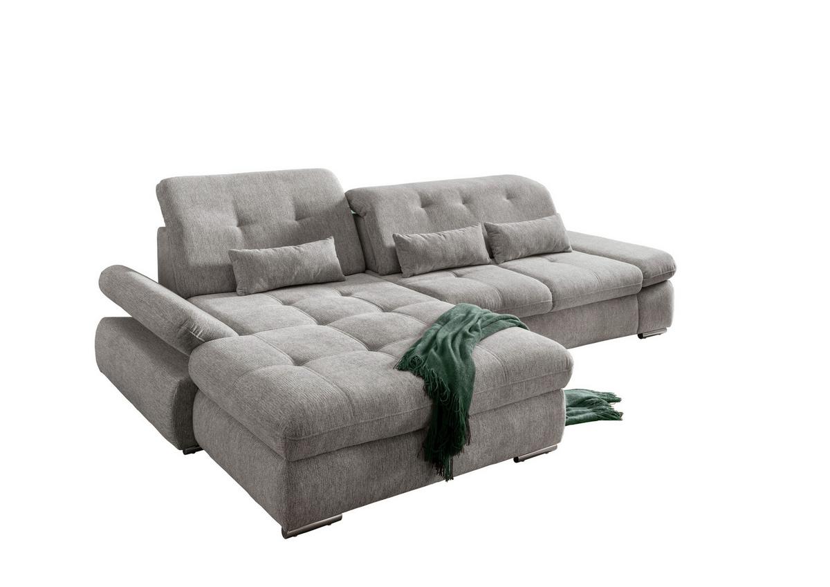 Wohnlandschaft Dalida Silberfarben Chenille - Chromfarben/Silberfarben, Design, Textil/Metall (196/300cm) - Livetastic