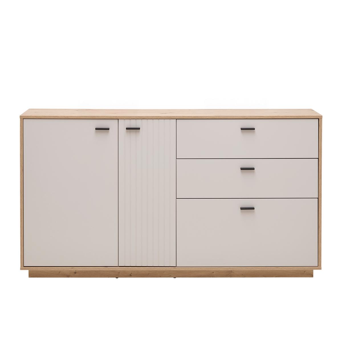 Sideboard Cremona Kaschmir/Eiche Artisan - Kaschmir/Schwarz, MODERN, Holzwerkstoff/Metall (160/88,5/38cm) - Premium Living