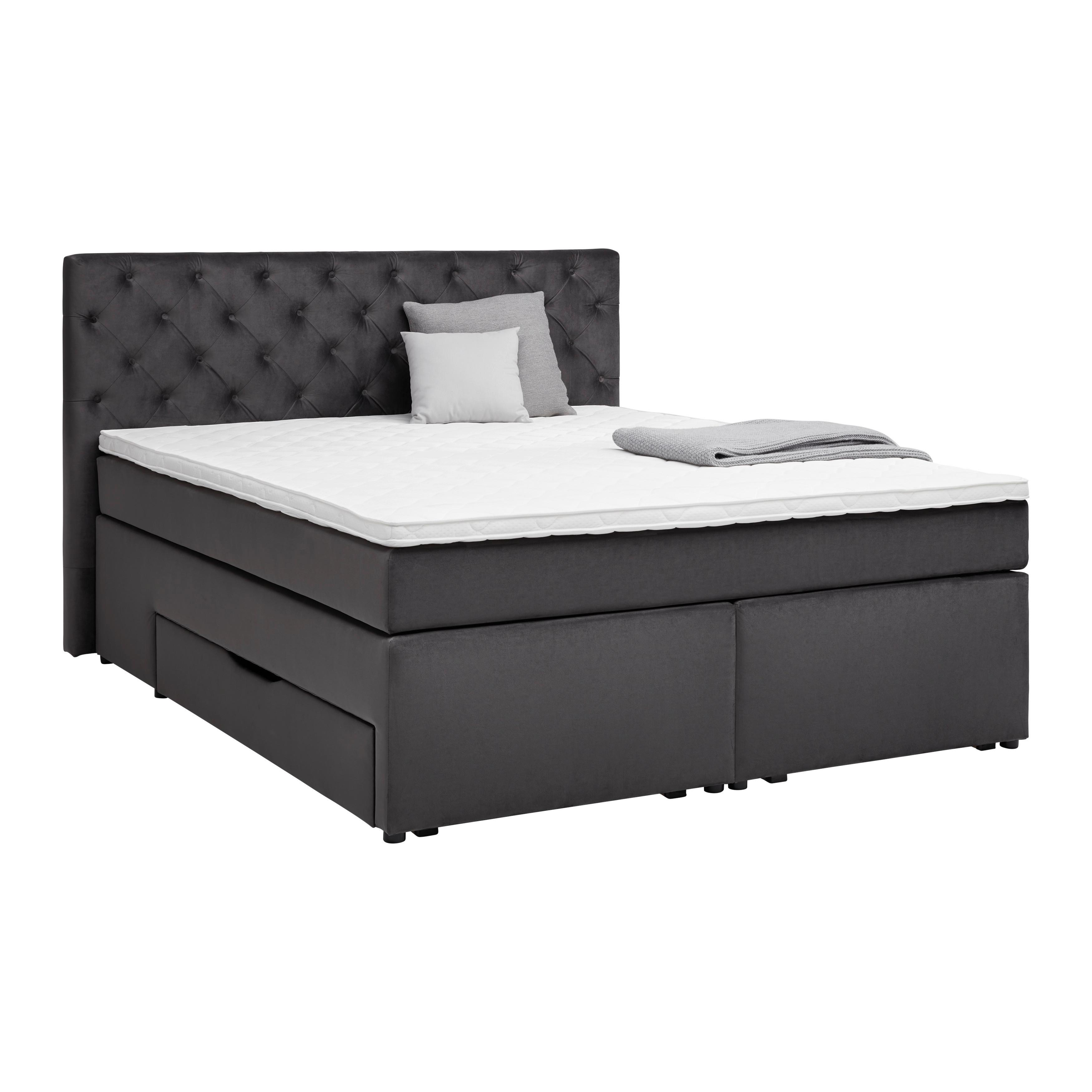 Boxspringbett Chester Anthrazit ca. 160x200cm - Anthrazit/Schwarz, Holzwerkstoff/Kunststoff (160/200cm) - Mömax