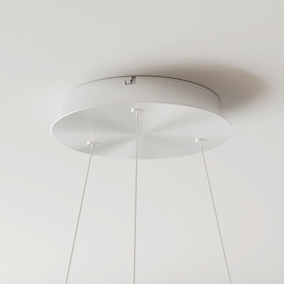 LAMPA ZWIESZANA LED 2851-95 HOOP - kolor aluminiowy, Design, tworzywo sztuczne/metal (57/180/200cm) - Paul Neuhaus