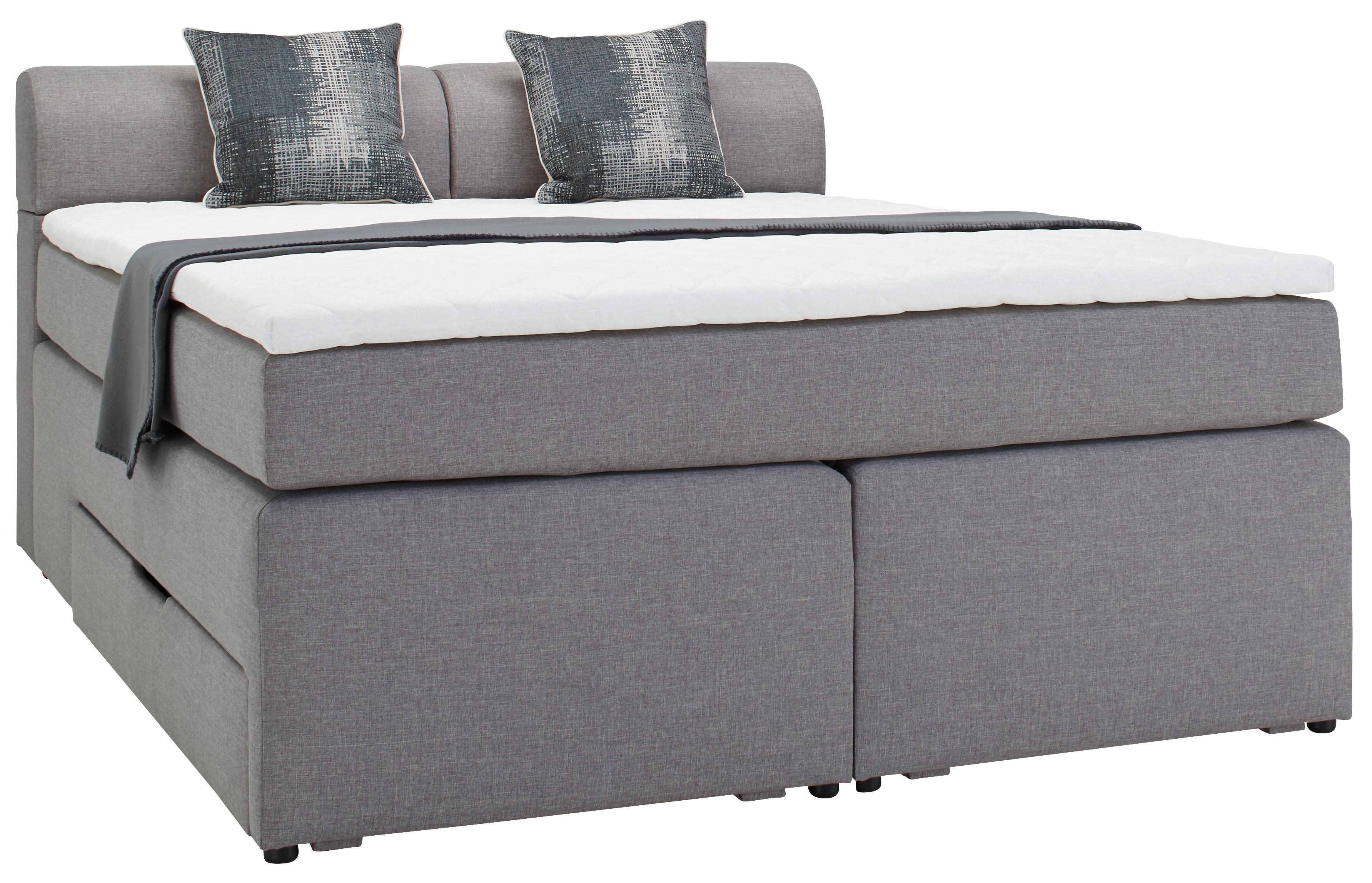 Boxspring Krevet Flexi - siva/crna, Moderno, tekstil/drvo (160/200cm) - Based