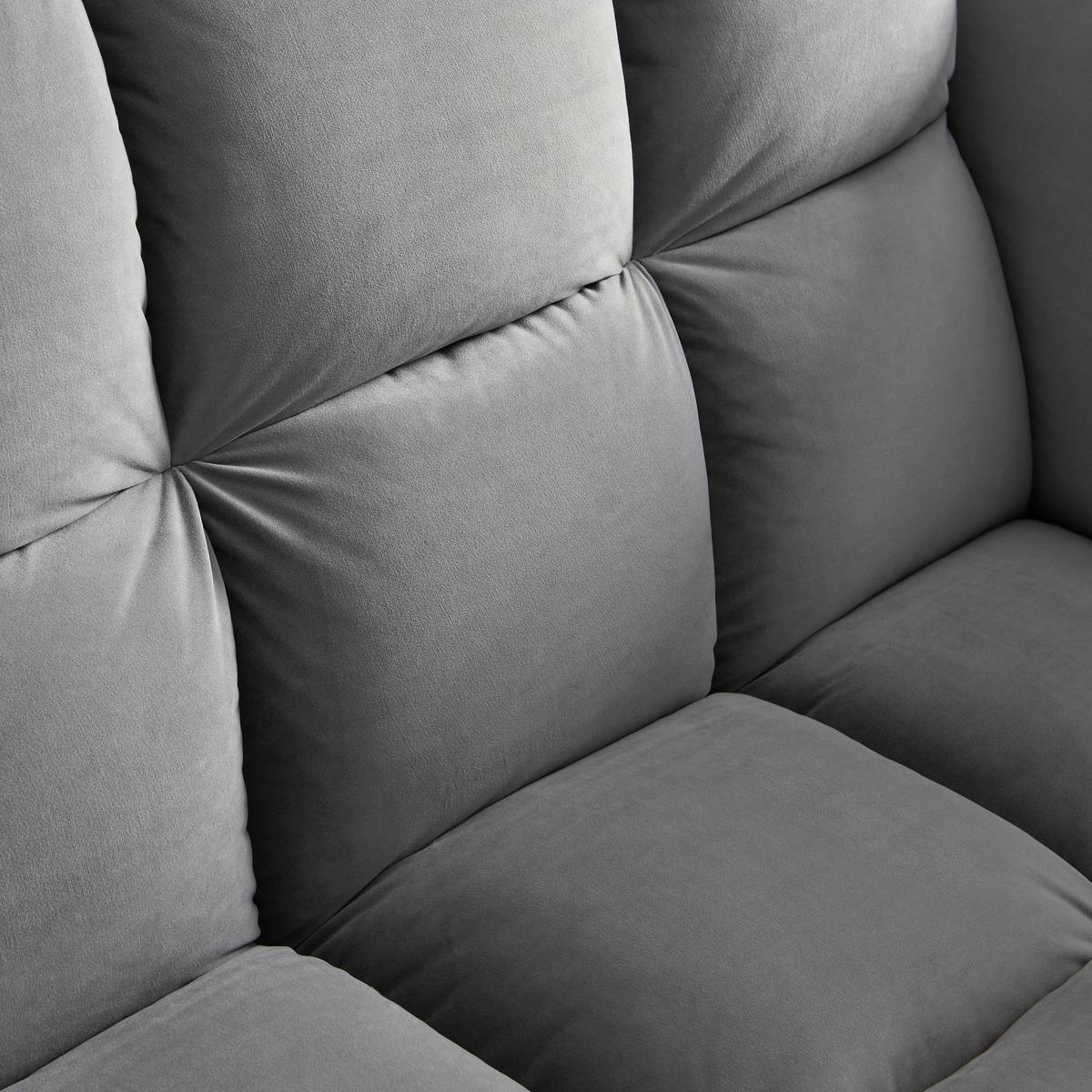 Schlafsofa Cora Grau Samt - Naturfarben/Grau, MODERN, Holz/Textil (214/92/81cm) - Bessagi Home