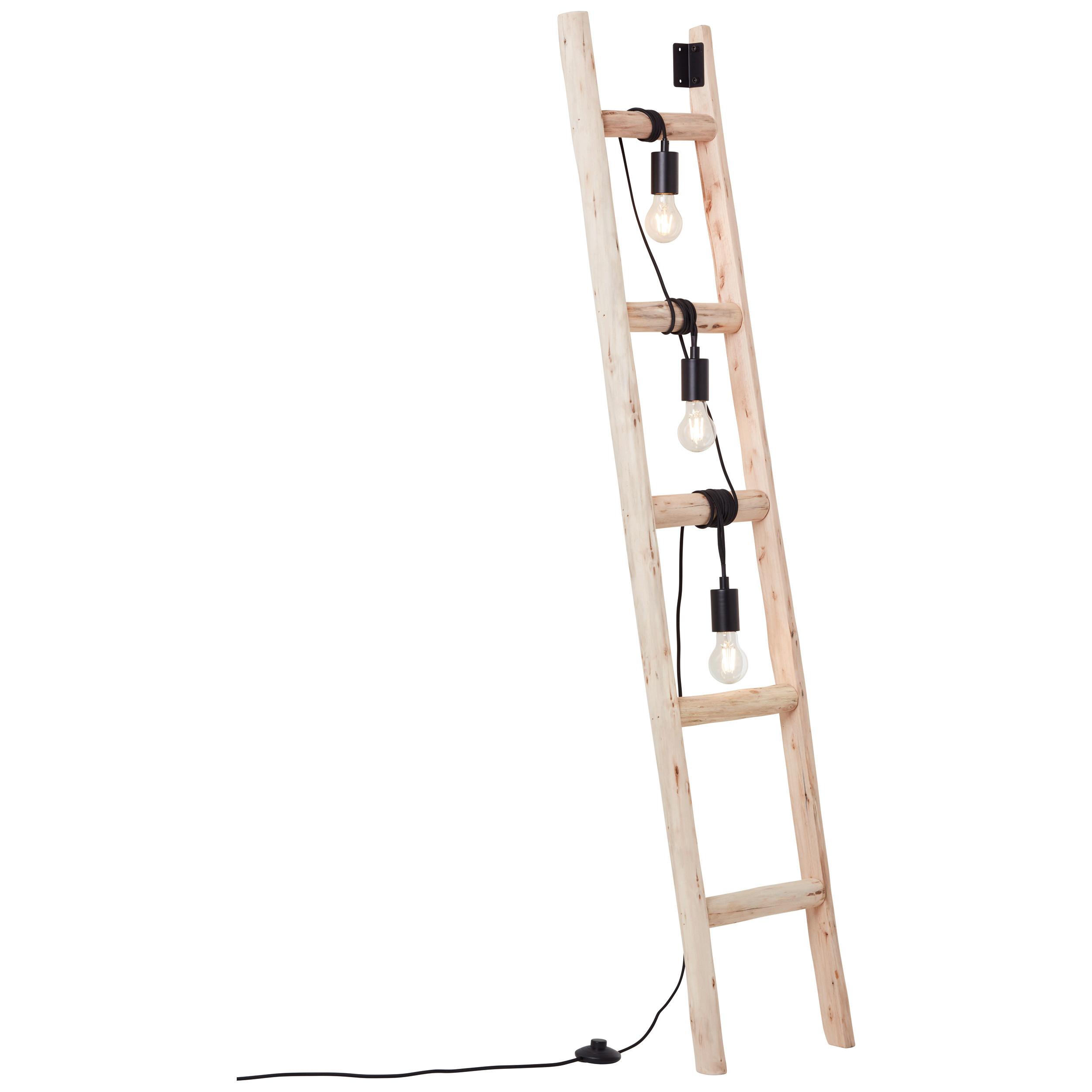 Stehleuchte Ladder Braun/Schwarz max. 14 Watt - Schwarz/Braun, LIFESTYLE, Holz/Metall (32/157,5/32cm) - Brilliant