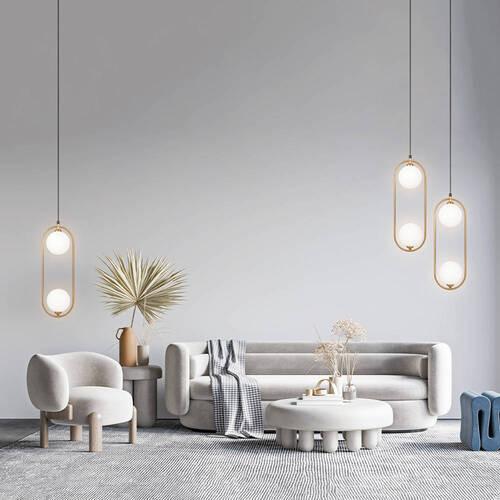 Pendelleuchte Ring Messingfarben max. 25 Watt - Messingfarben/Weiß, Trend, Glas/Metall (17/12/48cm) - MAYTONI