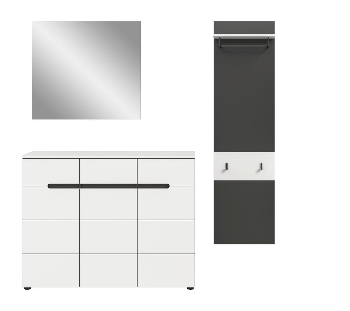 Predsoba Canu, Bela, Siva, 3-Delna - siva/bela, Design, leseni material (180/190/37cm) - Livetastic