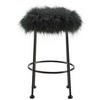 Hocker Luzie Dunkelgrün Kunstfell - Schwarz/Grün, MODERN, Fell/Metall (30/50cm) - Bessagi Home