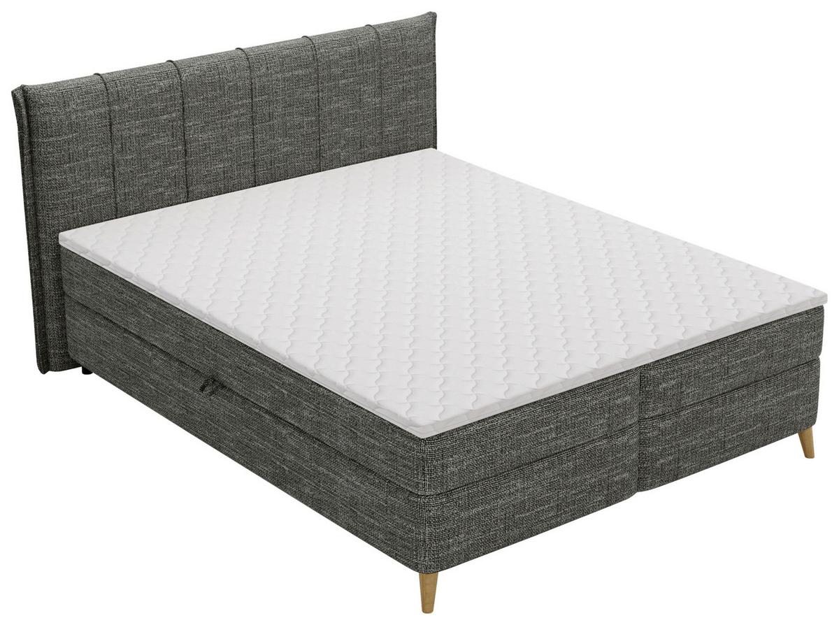 Boxbett Veloria Anthrazit ca. 160x200cm - Anthrazit/Schwarz, KONVENTIONELL, Textil/Metall (160/200cm) - Based