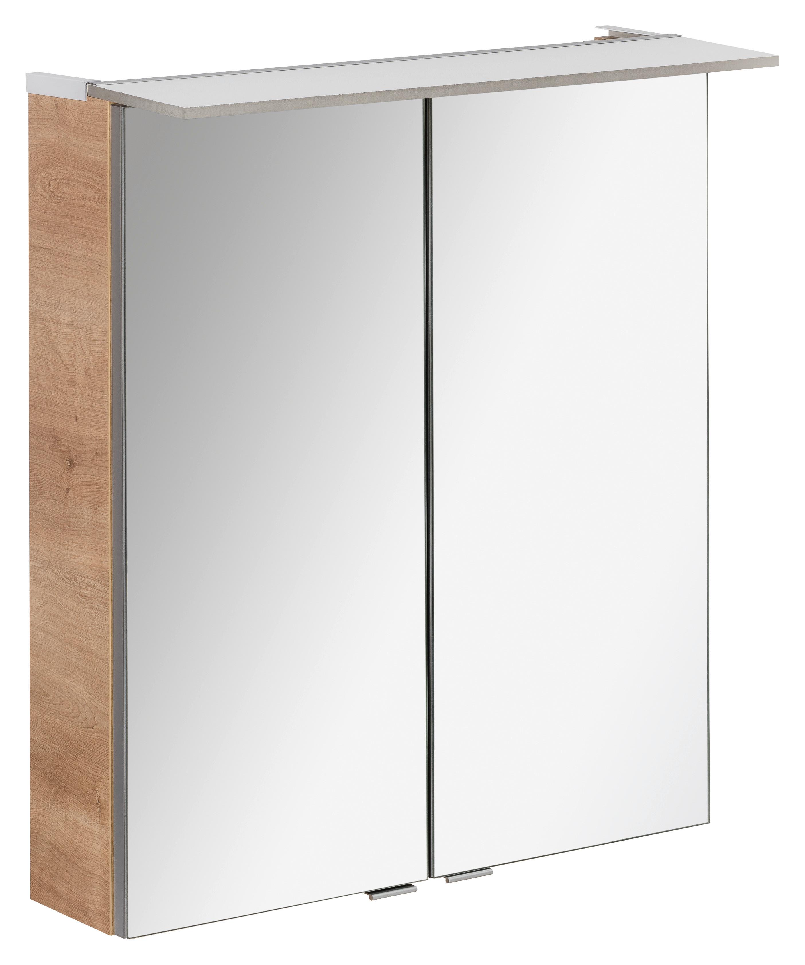 Spiegelschrank B.Perfekt mit LED 2-türig Eichefarben - Silberfarben, MODERN, Glas/Holzwerkstoff (60/69,5/23,5cm) - MID.YOU