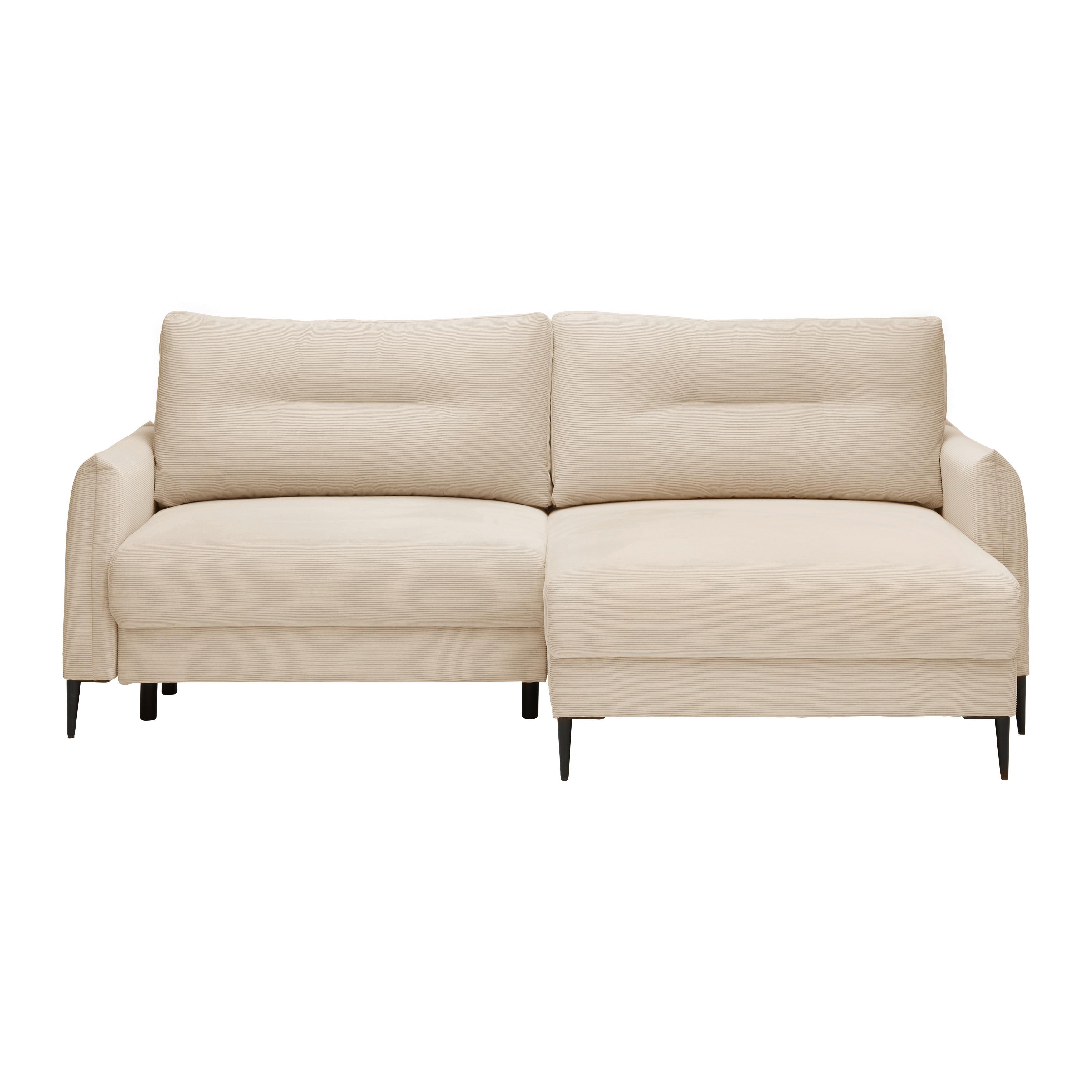 Ecksofa Domingo Beige - Beige/Schwarz, MODERN, Textil/Metall (221/94/142cm) - Mömax