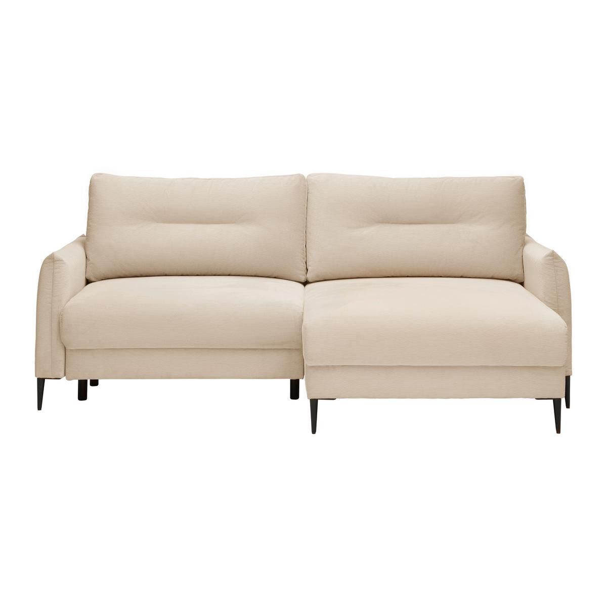 Ecksofa Domingo Beige - Beige/Schwarz, MODERN, Textil/Metall (221/94/142cm) - Mömax
