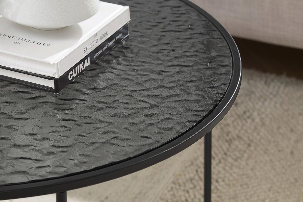 Klubska Miza Black, Črna - črna, Design, kovina/steklo (80/45cm) - Livetastic