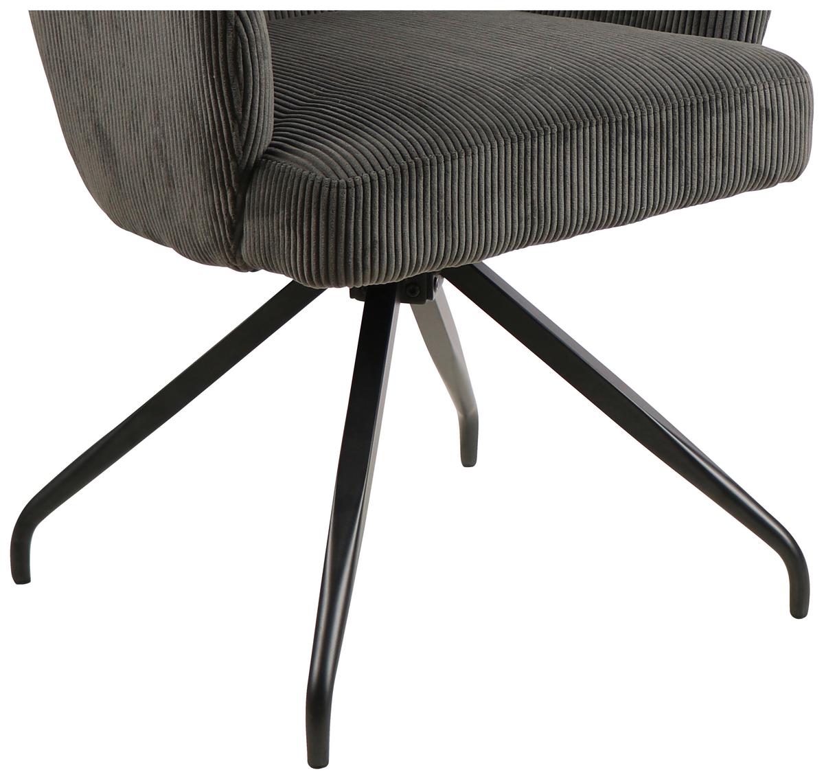 KRZESŁO Z PODŁOKIETNIKAMI JEANETTE - czarny/szary, Modern, metal/drewno (57/86/65cm) - MID.YOU