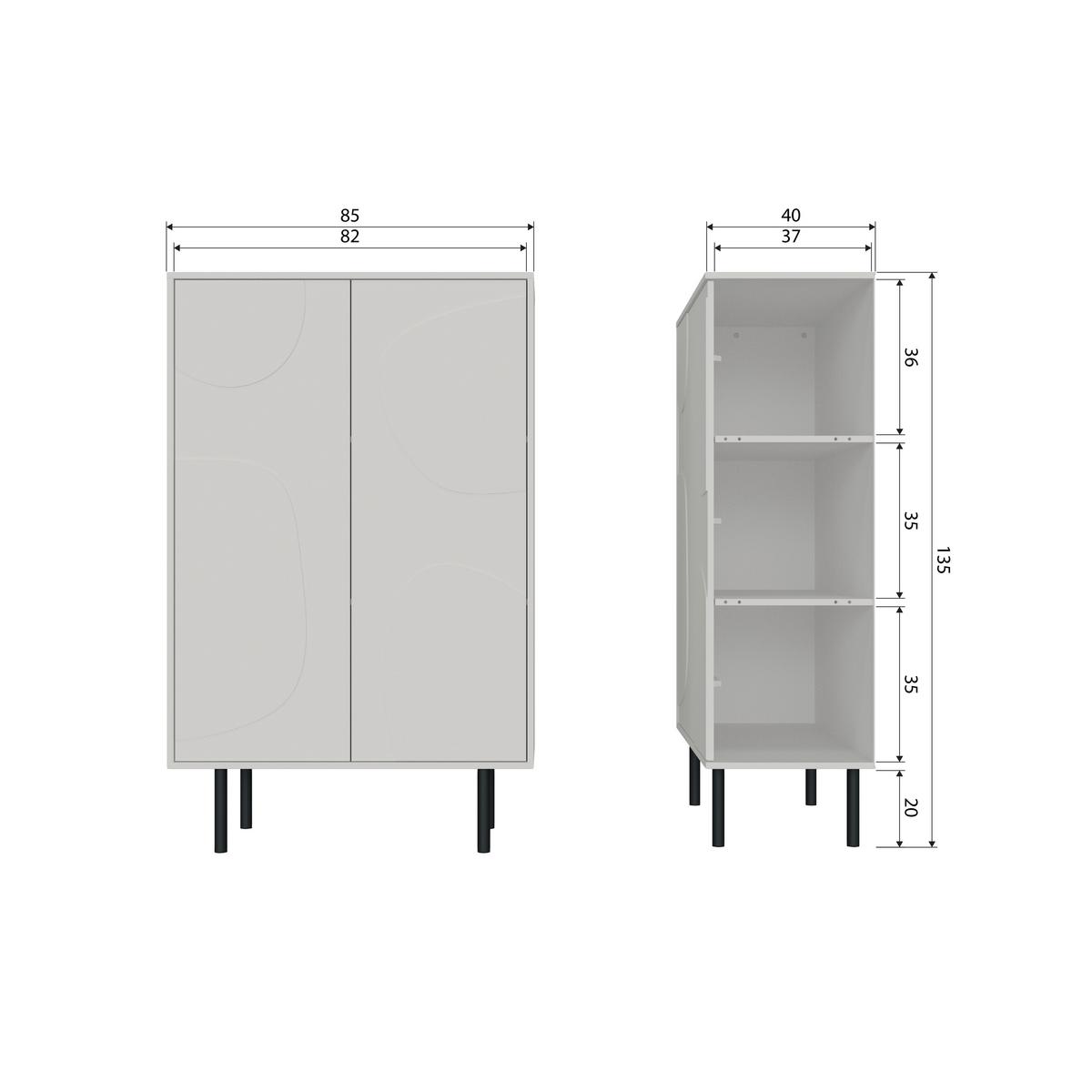 Kommode Cadiz Grauweiß B: 85cm - Grauweiß/Schwarz, Design, Holz/Metall (85/135/40cm) - Livetastic
