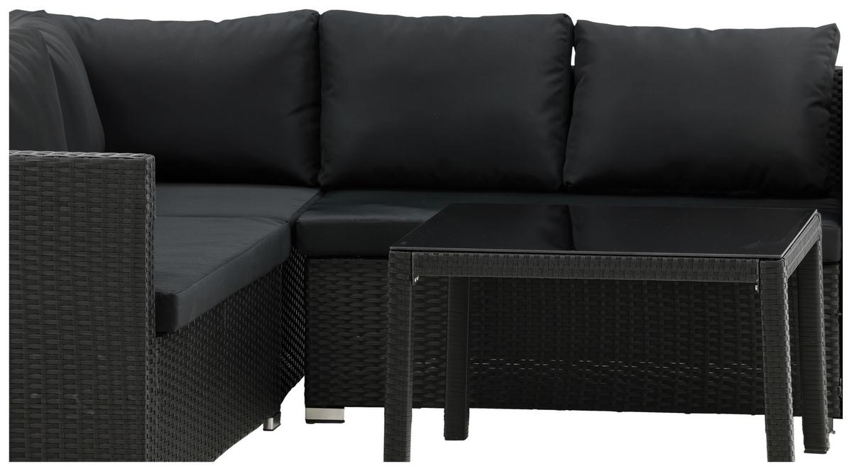 Loungegarnitur Kuba Schwarz - Schwarz, KONVENTIONELL, Glas/Kunststoff - Gardenson