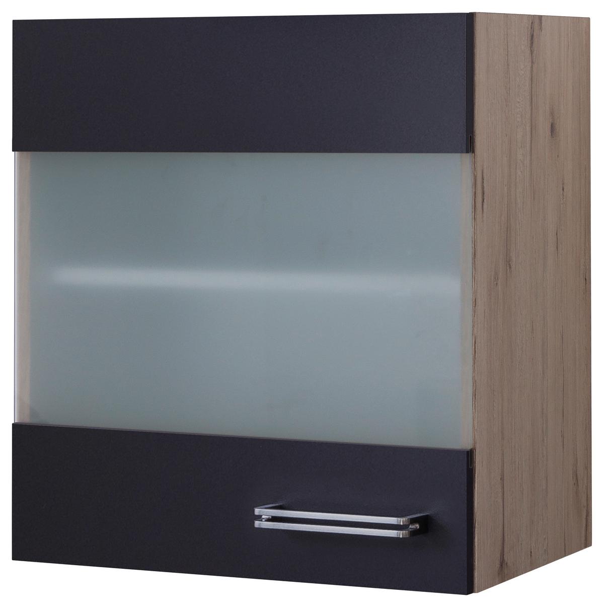 Küchenoberschrank Anthrazit/Eiche - Edelstahlfarben/Eichefarben, MODERN, Holzwerkstoff/Metall (50/54/32cm) - FlexWell