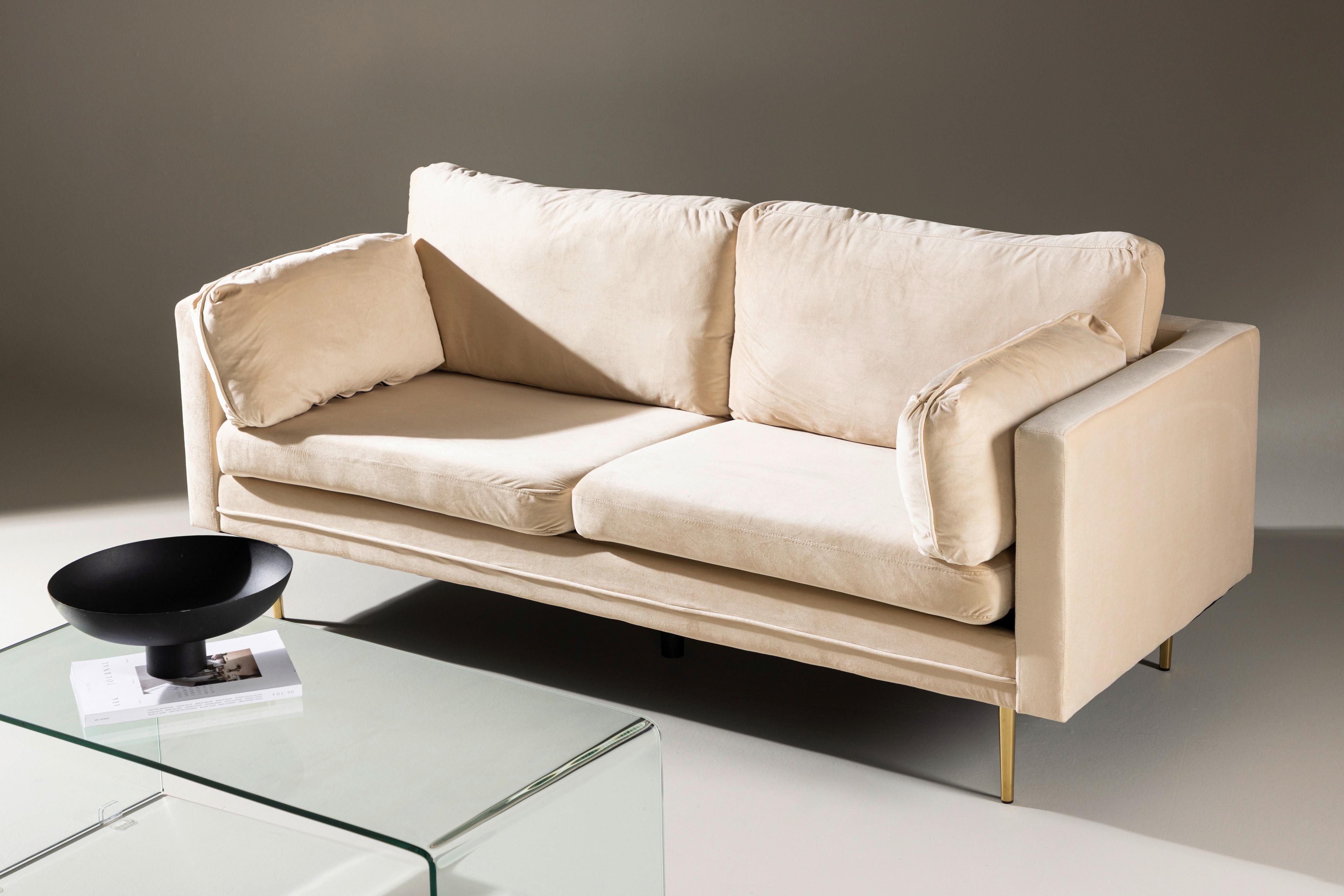 2-SITZER-SOFA BOOM - Beige/Goldfarben, Design, Textil/Metall (203/84/90cm) - Livetastic