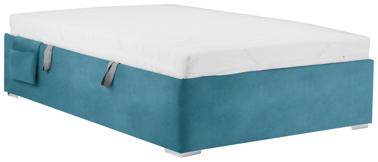 Bett Remi Petrol ca. 140x200cm - Chromfarben/Petrol, KONVENTIONELL, Holz/Kunststoff (140/200cm) - Mömax
