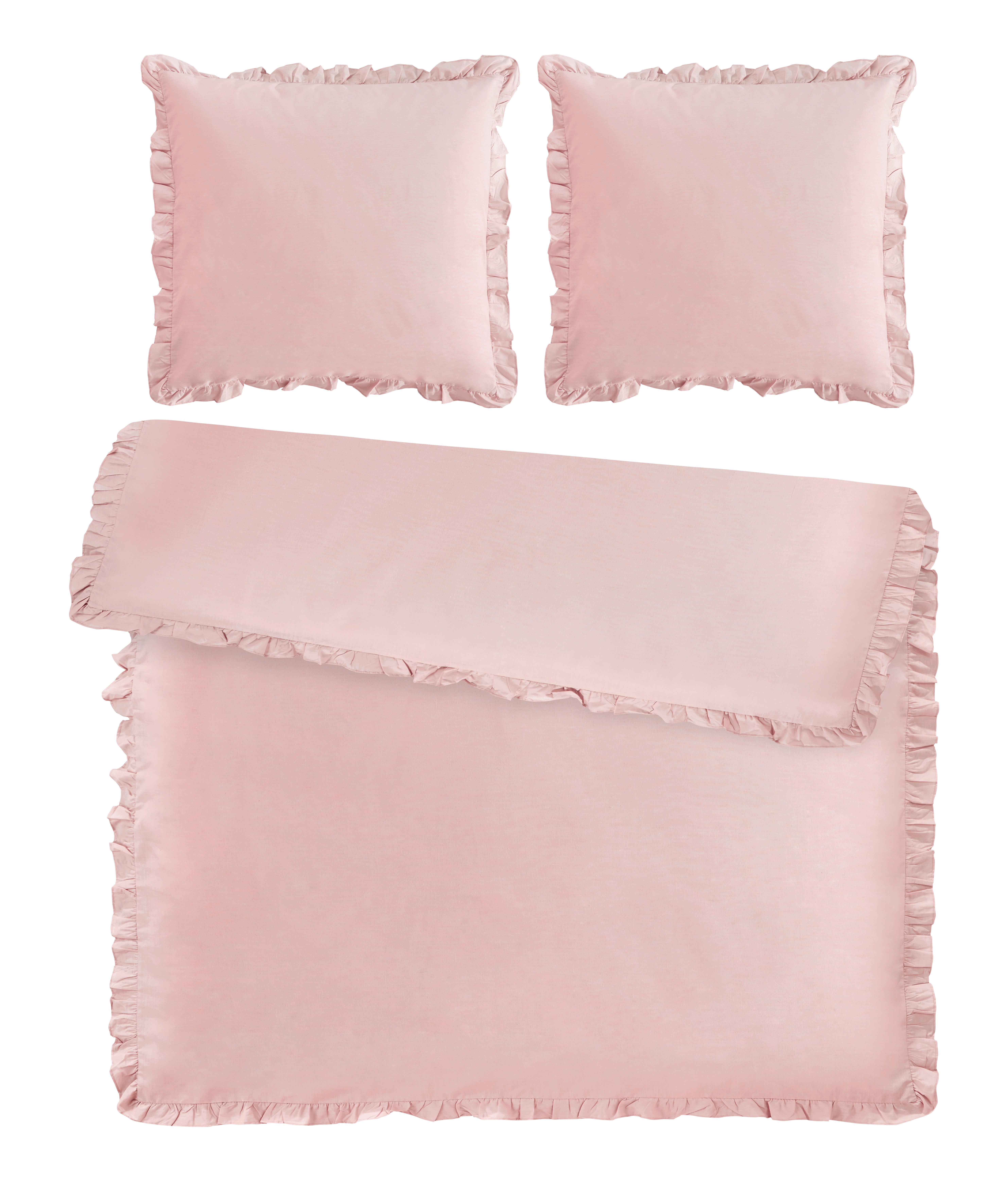 Bettwäsche Rüschen XXL Rosa ca. 200x200cm - ROMANTIK / LANDHAUS, Textil (200/200cm) - Modern Living