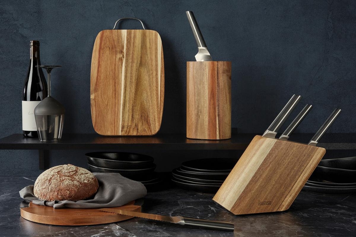 Messerblock Profi Line aus Akazie - Akaziefarben, KONVENTIONELL, Holz (14/10,8/23cm) - Gourmesto