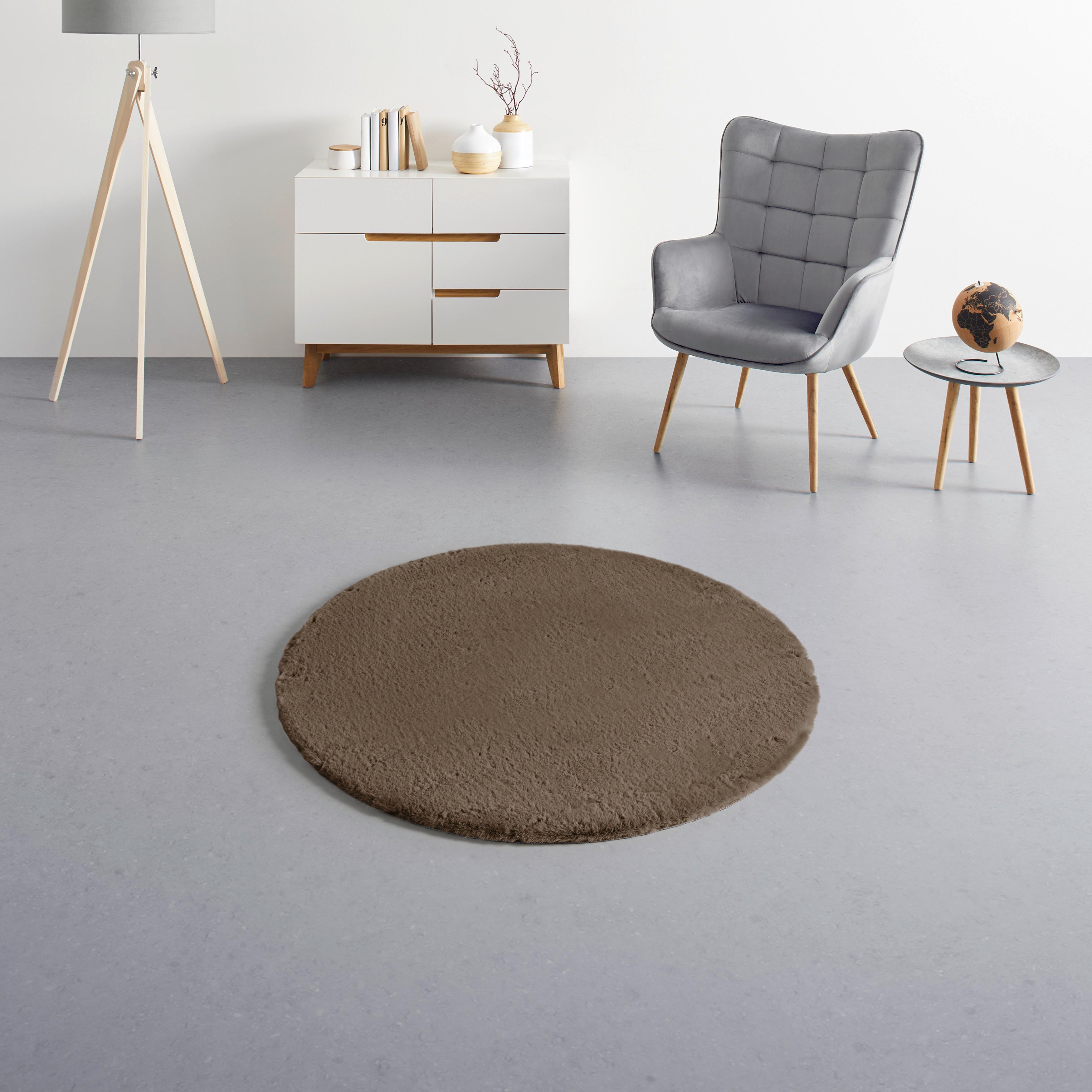 Kunstfell Caroline 5 Dunkelbraun ca. Ø 120cm - Dunkelbraun/Braun, MODERN, Textil (120cm) - Mömax
