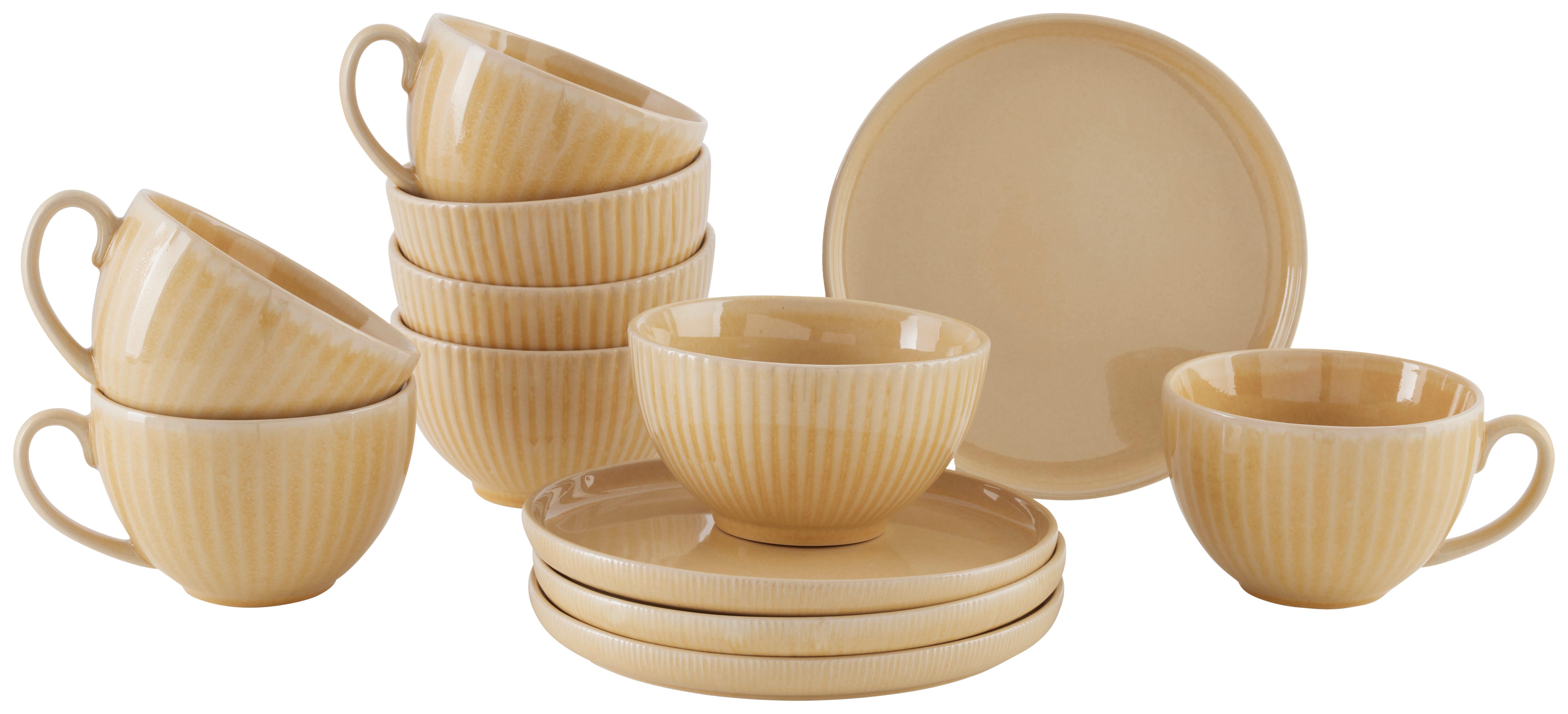 Frühstücksservice Louisa Beige, 12-teilig - Beige, MODERN, Keramik - Mömax