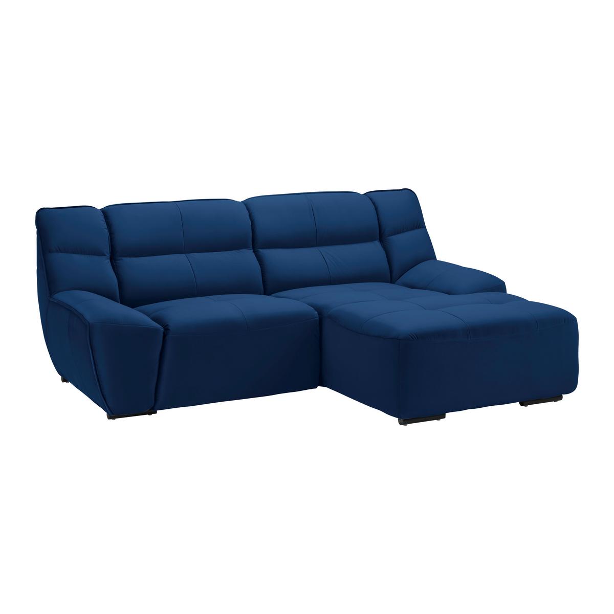 Wohnlandschaft Wega Blau Samtbezug - Blau, Modern, Textil/Metall (220/88/165cm) - Bessagi Home