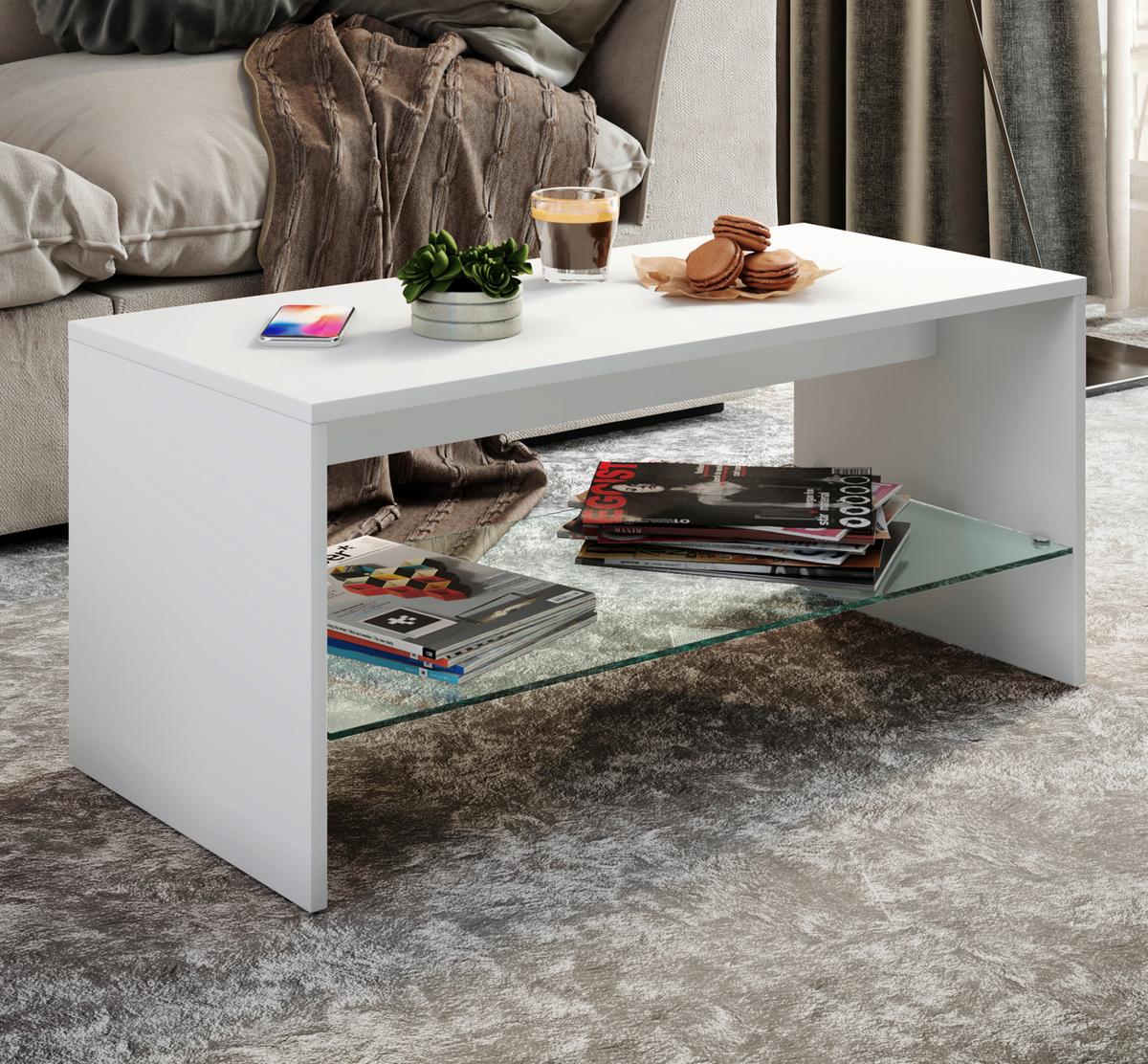 Klubska Miza Wisal, Bela - bela, Moderno, leseni material (90/40/40cm) - MID.YOU