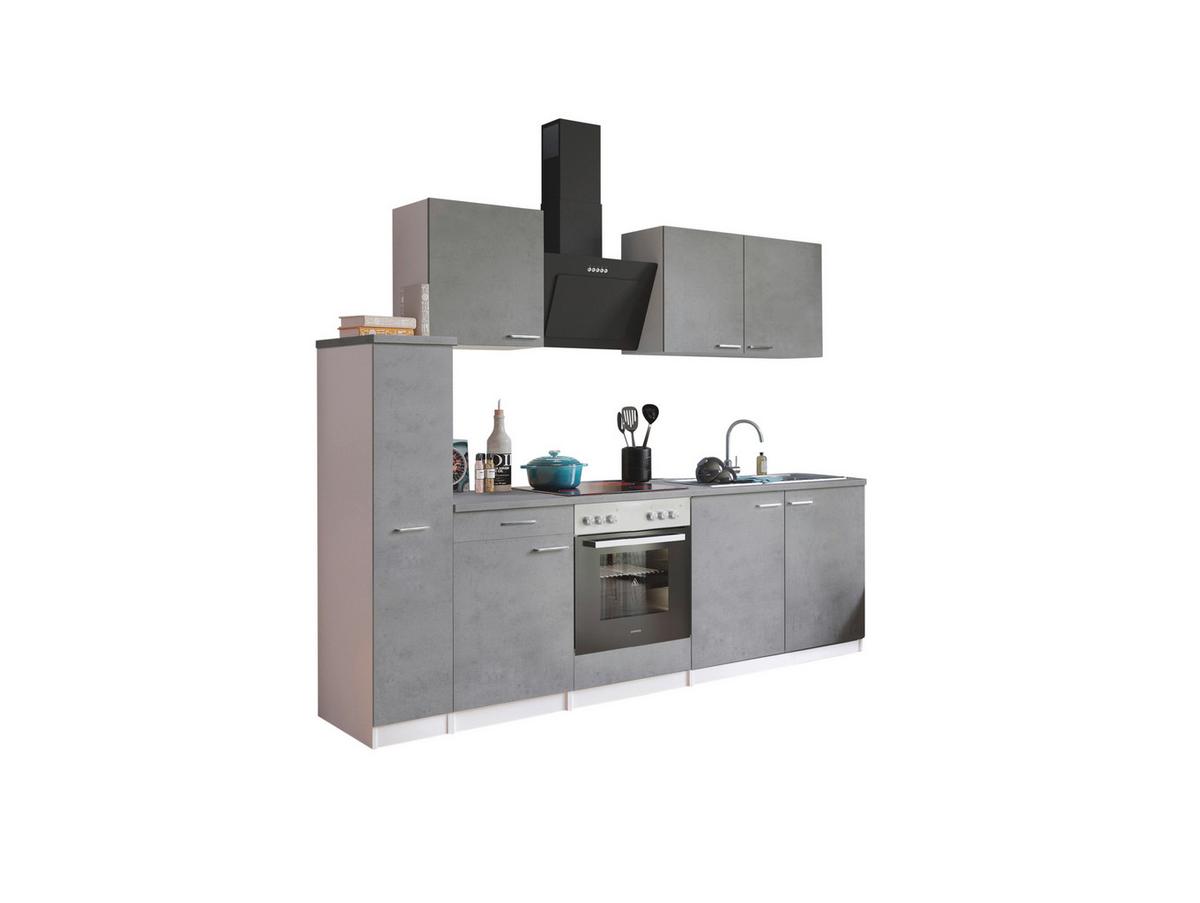 Küchenblock Malia m. Geräten Grau/Weiß - Edelstahlfarben/Weiß, Basics, Holzwerkstoff/Metall (240cm) - Respekta