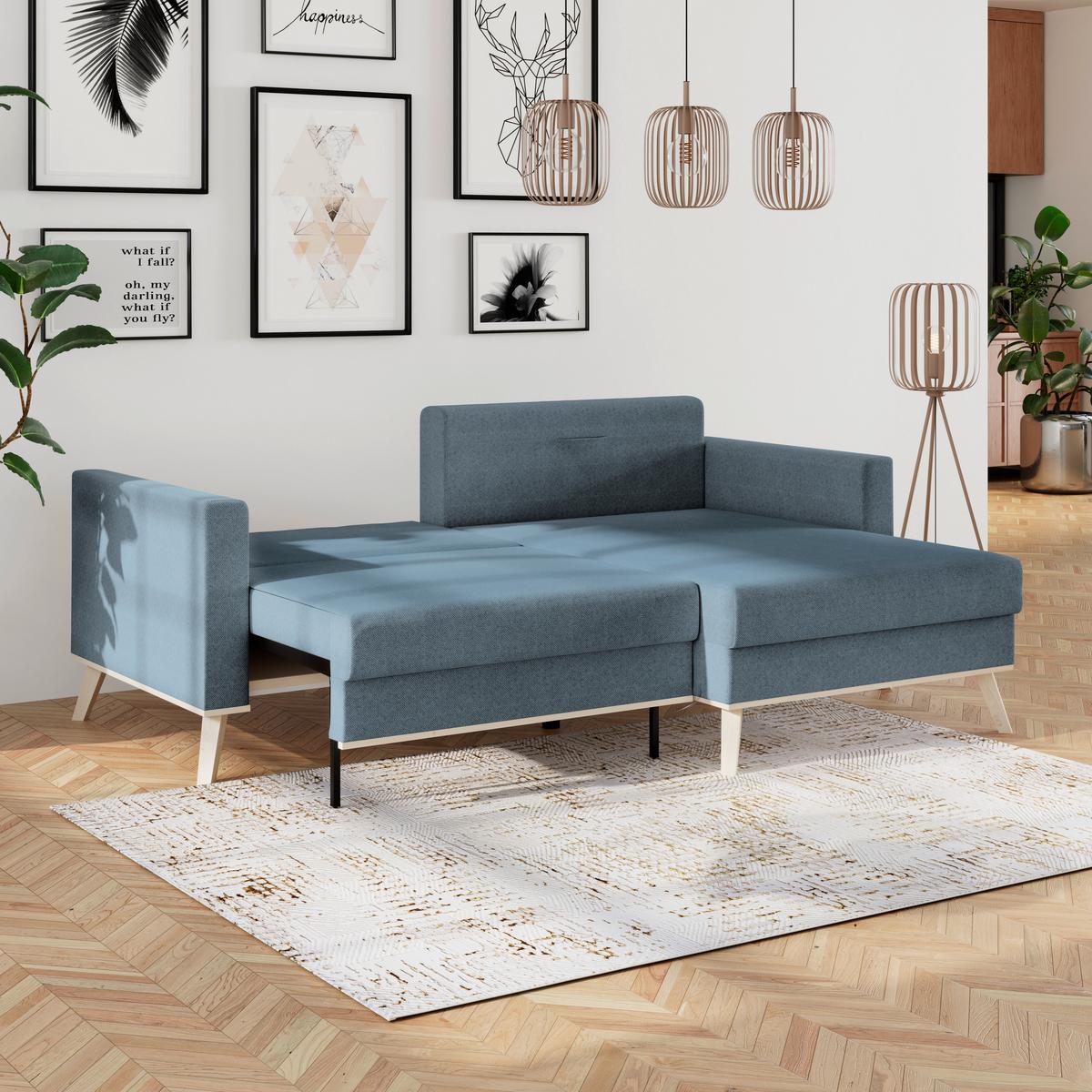 Coltar CARINI - albastru deschis/crem, Basics, textil (222/152cm) - Modern Living