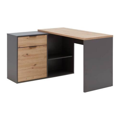 Schreibtisch Samson in Eiche/Graphitfarben - Eichefarben/Graphitfarben, MODERN (120/105/74/51/34cm) - Mömax