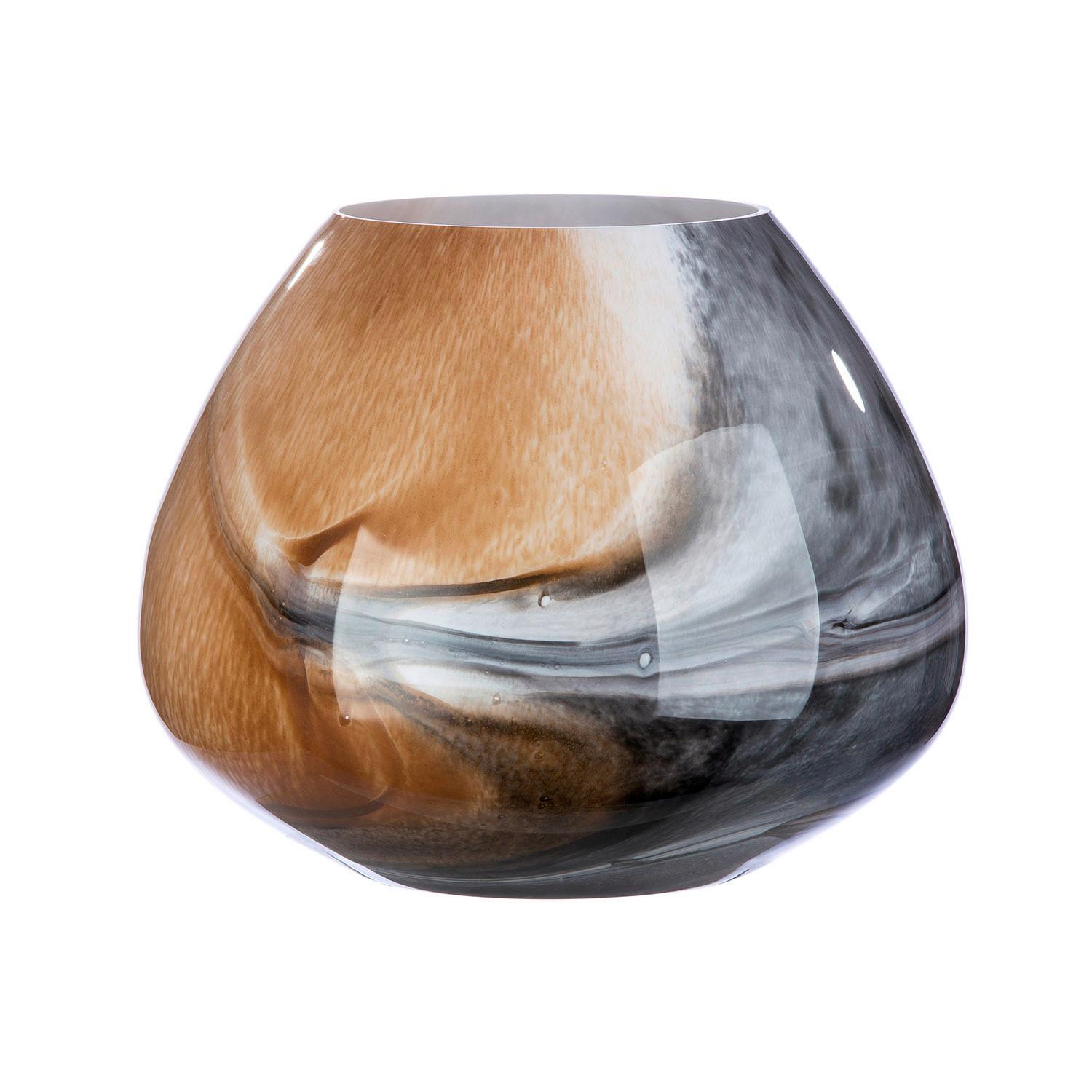 Vase Grau/Cognac - Cognac/Grau, Basics, Glas (38/30/38cm)