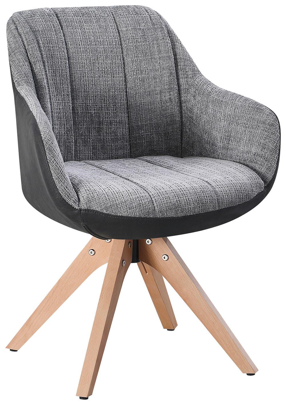 Armlehnstuhl Relax Grau/Buchefarben - Dunkelgrau/Buchefarben, MODERN, Holz/Textil (60/84/61cm) - Mömax