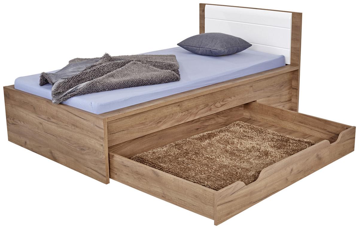 Krevet Avensis - bijela/boje hrasta, Konvencionalno, drvni materijal/drvo (90/200cm) - Modern Living