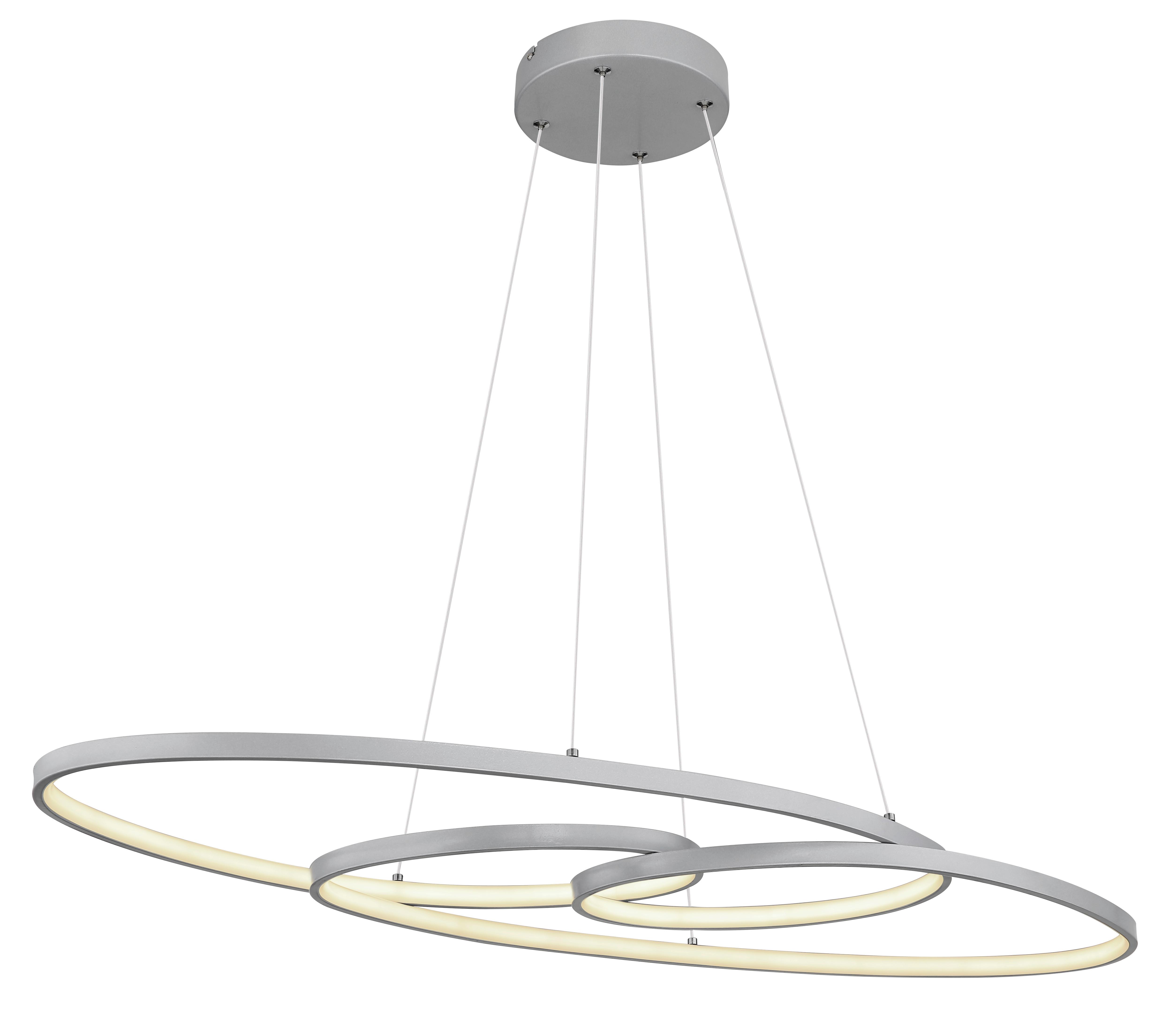 LED-Hängeleuchte Spira Silberfarben max. 39 Watt - Silberfarben/Opal, Design, Kunststoff/Metall (100/36/120cm) - Globo