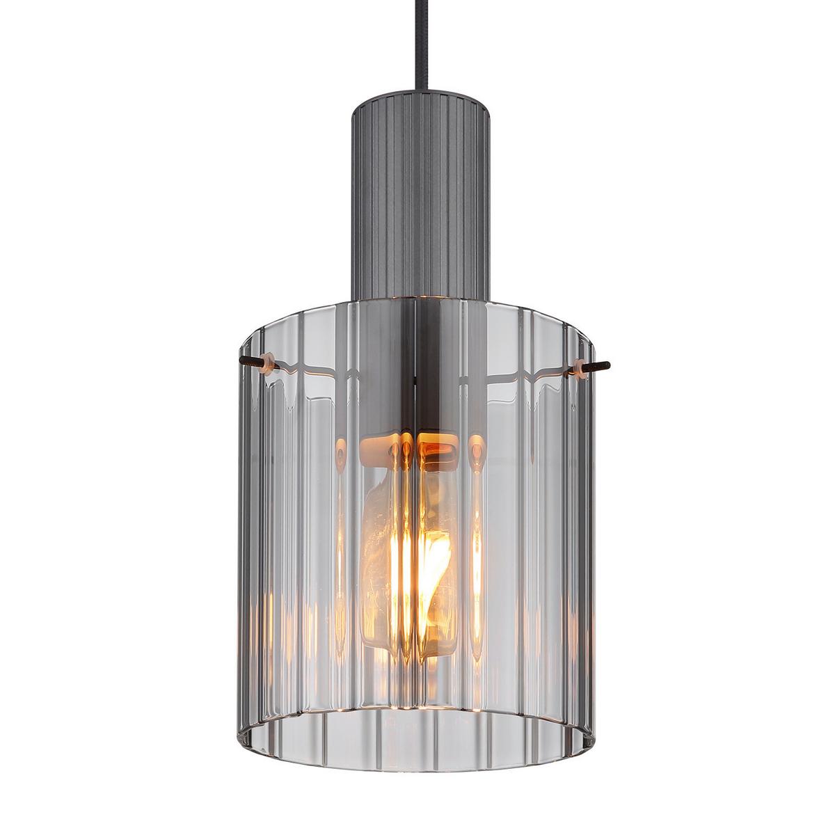 Hängeleuchte Tulivar Dunkelgrau max. 40 Watt - Dunkelgrau, Basics, Glas/Metall (18/120cm) - Globo