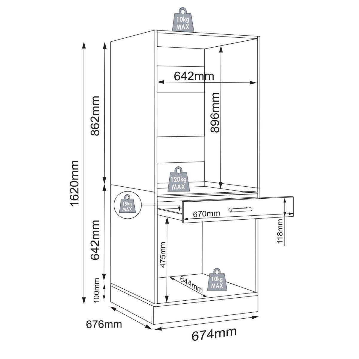 Waschmaschinenschrank Rislo - Honigeiche/Anthrazit, Trend, Holzwerkstoff/Kunststoff (67/162/68cm) - MID.YOU