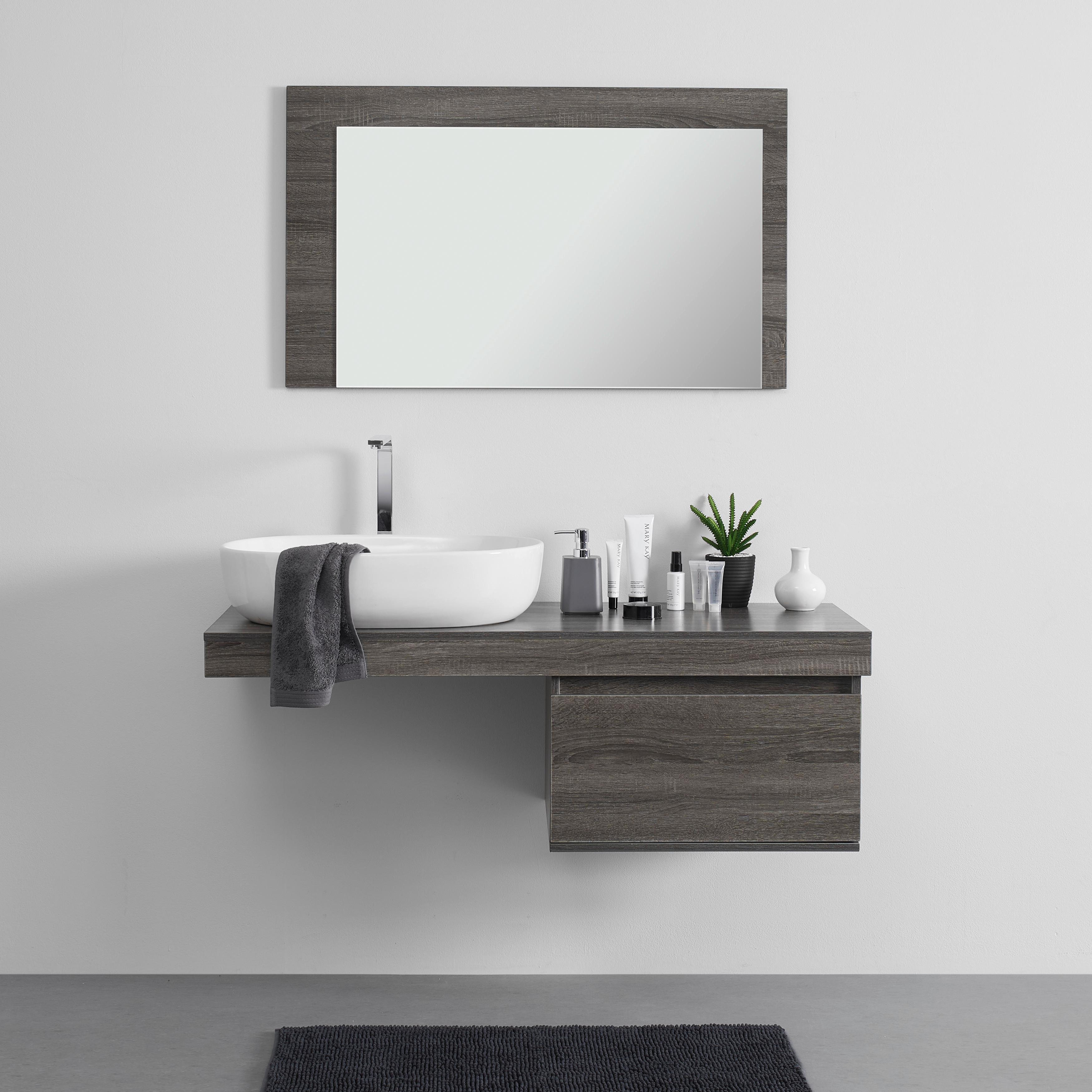 Mosdószekrény Mosdóval Domenico - fehér/szürke, Modern, Üveg/kerámia (120/40/50cm) - Bessagi Home