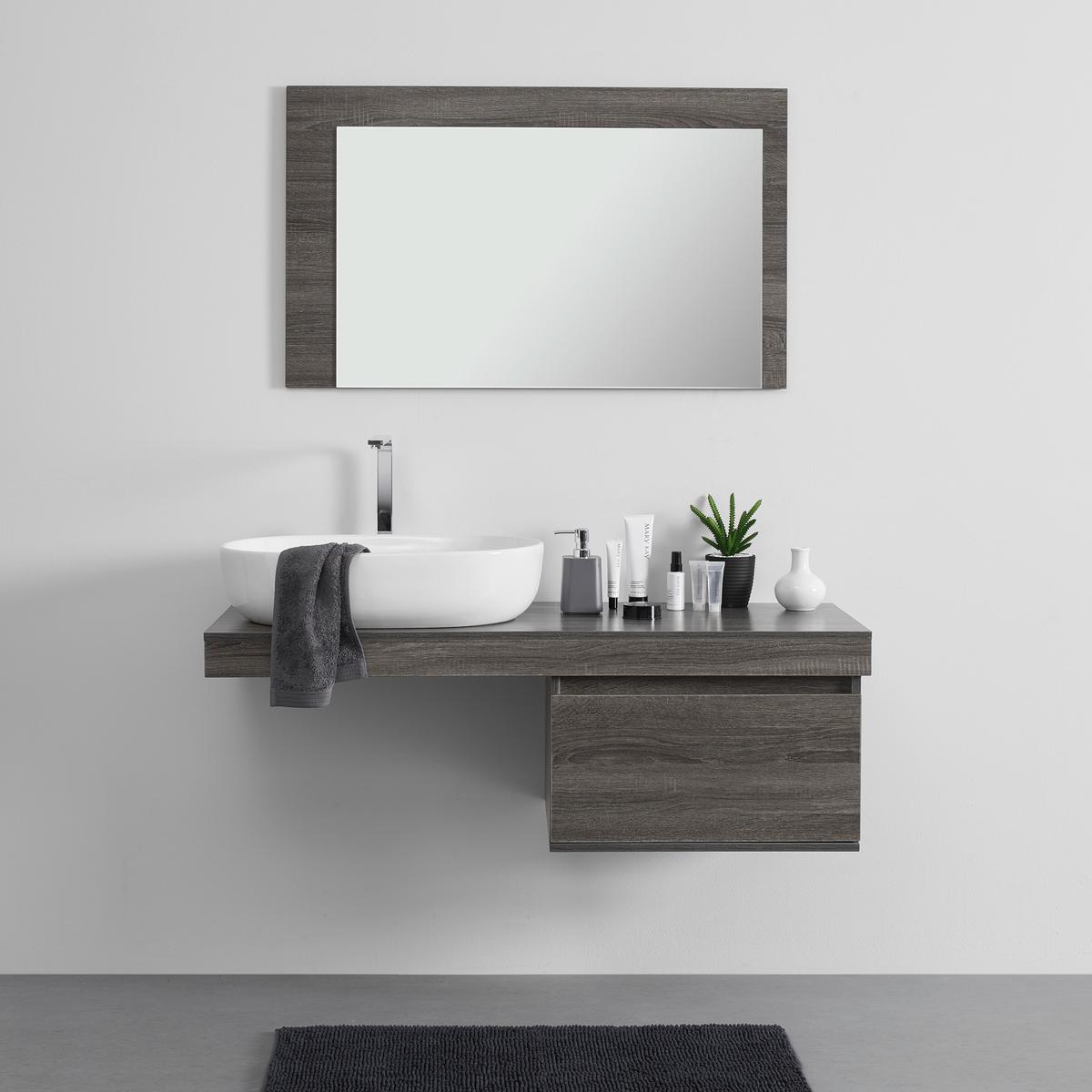 Badezimmer Domenico Rauchfarbe mit Waschbecken & Spiegel - Weiß/Grau, MODERN, Glas/Keramik (120/40/50cm) - Bessagi Home