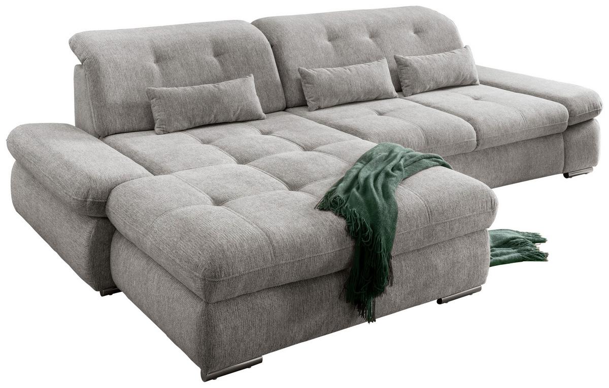 Wohnlandschaft Dalida Silberfarben Chenille - Chromfarben/Silberfarben, Design, Textil/Metall (196/300cm) - Livetastic