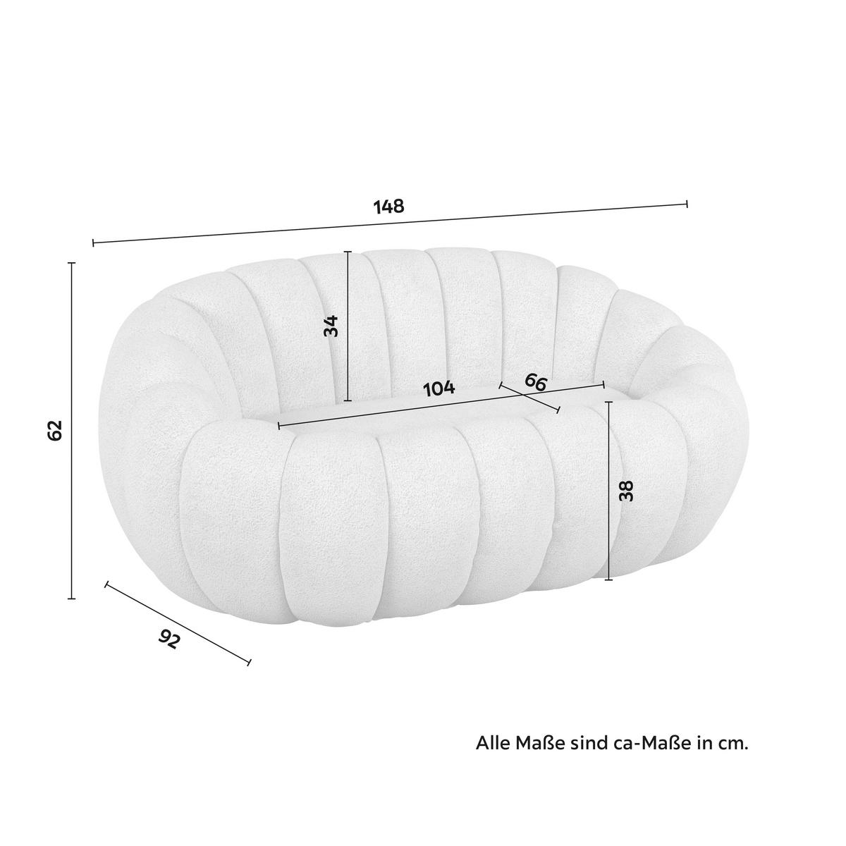 Sofa Lena Hellgrau Chenille - Greige, MODERN, Holz/Textil (148/62/92cm) - Bessagi Home