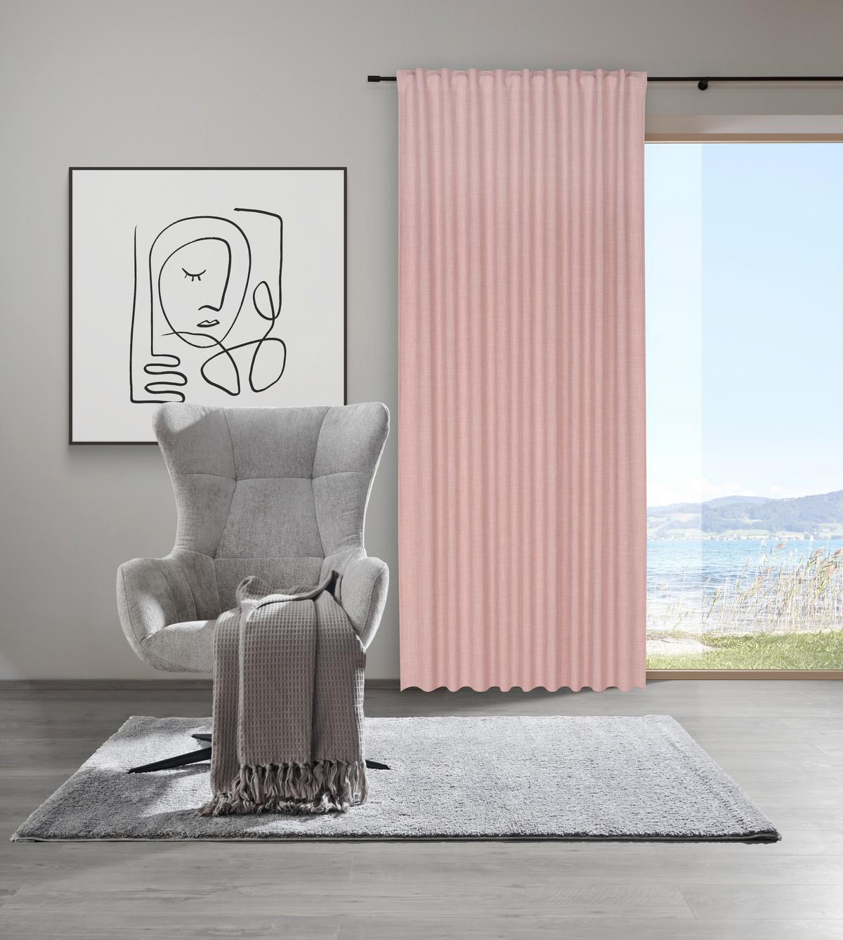 Fertigvorhang Leo Rosa ca. 135x300cm - Rosa, MODERN, Textil (135/300cm) - Premium Living