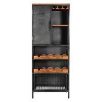 Barschrank Montana ca. 72x183 cm Stahl/Mangoholz - Schwarz/Braun, LIFESTYLE, Holz/Metall (72/183/42cm) - MID.YOU